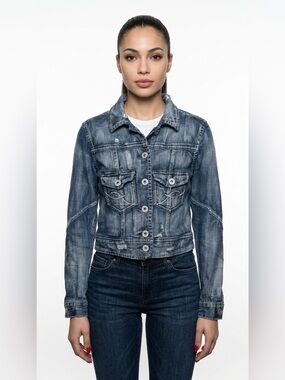 SILVER JEANS CAMERON DENIM JACKET DISTRESSED BLUE WOMAN SMALL